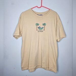 Positivitees It's all Good Beige 100% Cotton Tee with Palm Graphic Sz XL